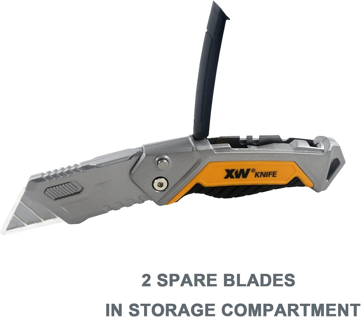 Utility Knife Set, Heavy Duty Zinc Alloy Retractable Box Cutter and Folding Utility Knife with Blade Storage Design, Total 18 PCS Blades Included, 2-Pack