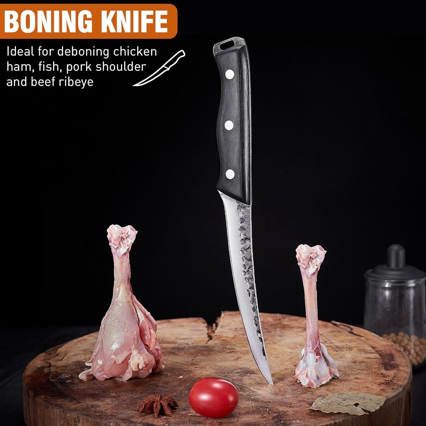 3PCS Professional Butcher Knife Set for Men with Gift Box | Bullnose Brisket Carving Knives Breaking Boning Knife Hand Forged Very Sharp for Meat Cutting Home Kitchen Cooking BBQ