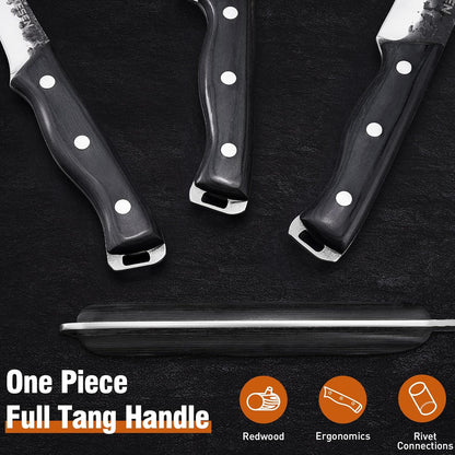 3PCS Professional Butcher Knife Set for Men with Gift Box | Bullnose Brisket Carving Knives Breaking Boning Knife Hand Forged Very Sharp for Meat Cutting Home Kitchen Cooking BBQ