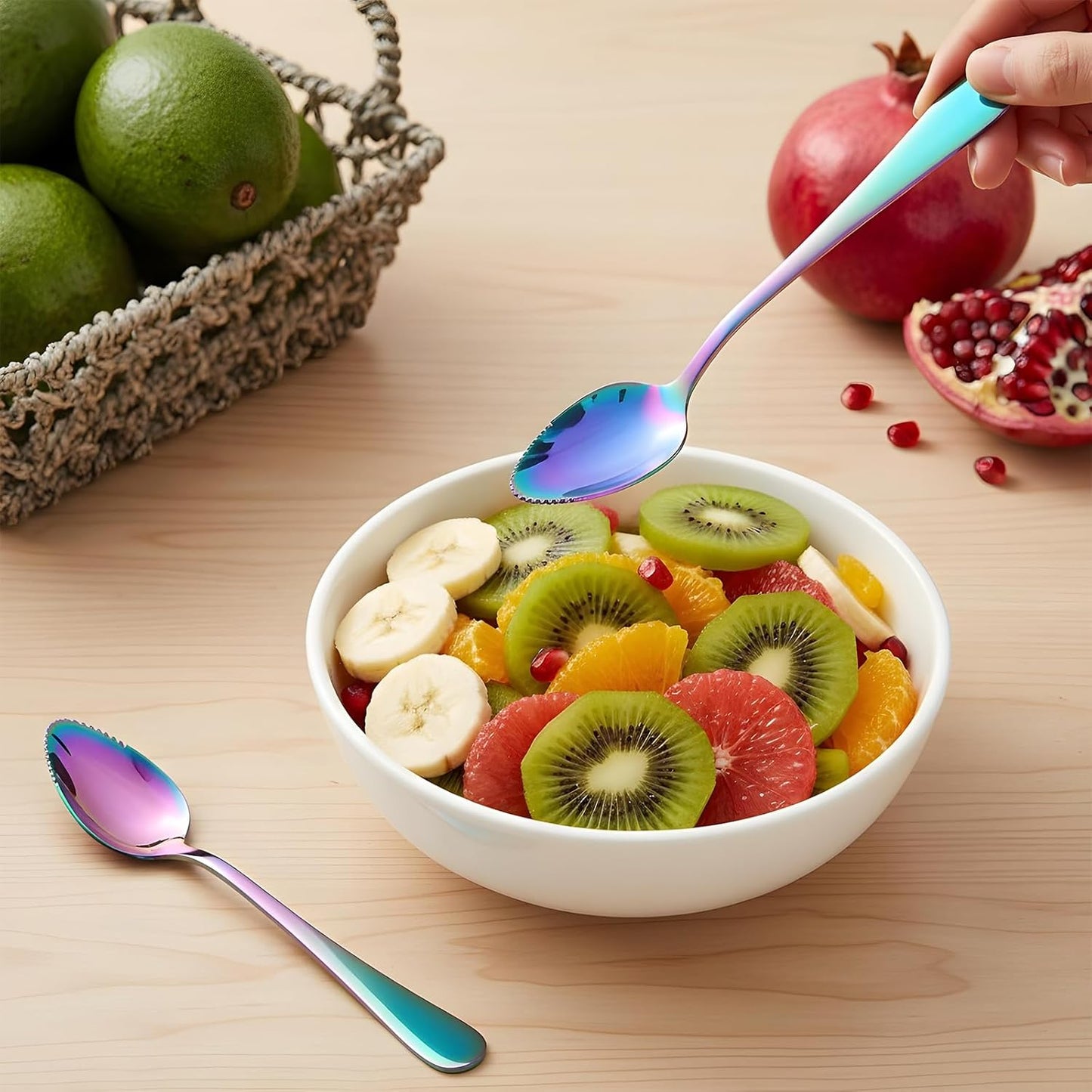 5pcs Grapefruit Spoons Serrated, Grapefruit Knife, Serrated Edge Grapefruits Knife, Stainless Steel Utensil Tool Dessert Spoons for Citrus Kiwi Melon Lime Apple Fruit Eating Tool