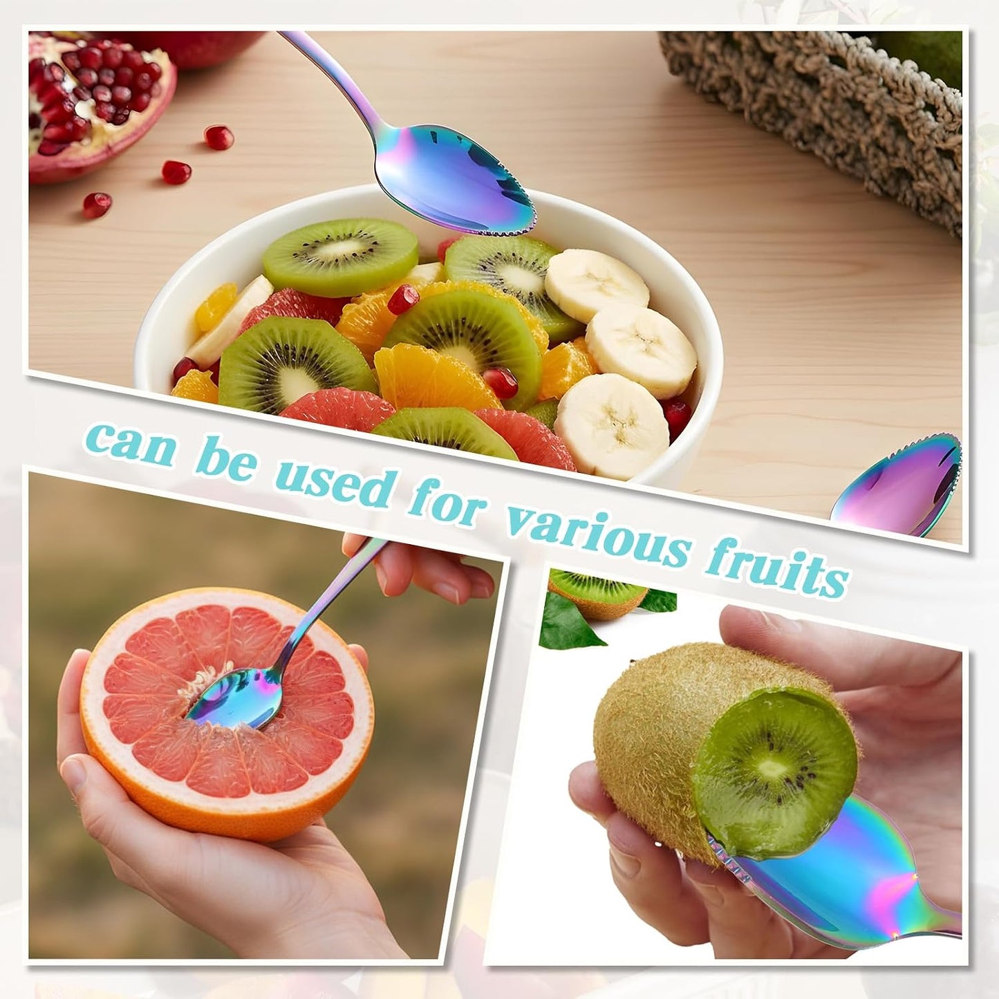 5pcs Grapefruit Spoons Serrated, Grapefruit Knife, Serrated Edge Grapefruits Knife, Stainless Steel Utensil Tool Dessert Spoons for Citrus Kiwi Melon Lime Apple Fruit Eating Tool