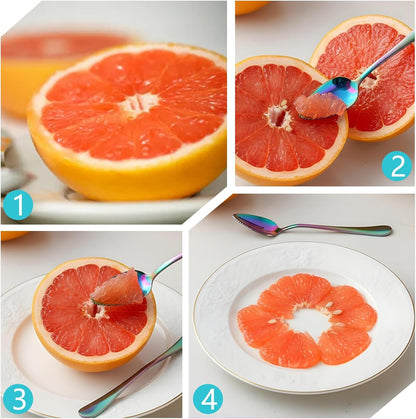 5pcs Grapefruit Spoons Serrated, Grapefruit Knife, Serrated Edge Grapefruits Knife, Stainless Steel Utensil Tool Dessert Spoons for Citrus Kiwi Melon Lime Apple Fruit Eating Tool