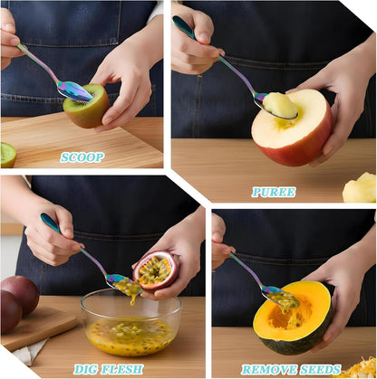 5pcs Grapefruit Spoons Serrated, Grapefruit Knife, Serrated Edge Grapefruits Knife, Stainless Steel Utensil Tool Dessert Spoons for Citrus Kiwi Melon Lime Apple Fruit Eating Tool