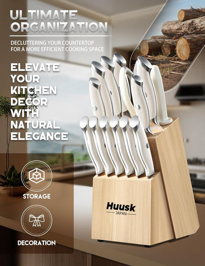 Huusk Paring Knife Ultra Sharp - 3.5" Small Kitchen Knife, Ivory White Grip | Japanese Stainless Steel, Well-balanced, Ergonomic, for Vegetable Fruit Peeling Coring Cutting, Men & Women Gift