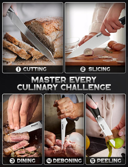Huusk Paring Knife Ultra Sharp - 3.5" Small Kitchen Knife, Ivory White Grip | Japanese Stainless Steel, Well-balanced, Ergonomic, for Vegetable Fruit Peeling Coring Cutting, Men & Women Gift