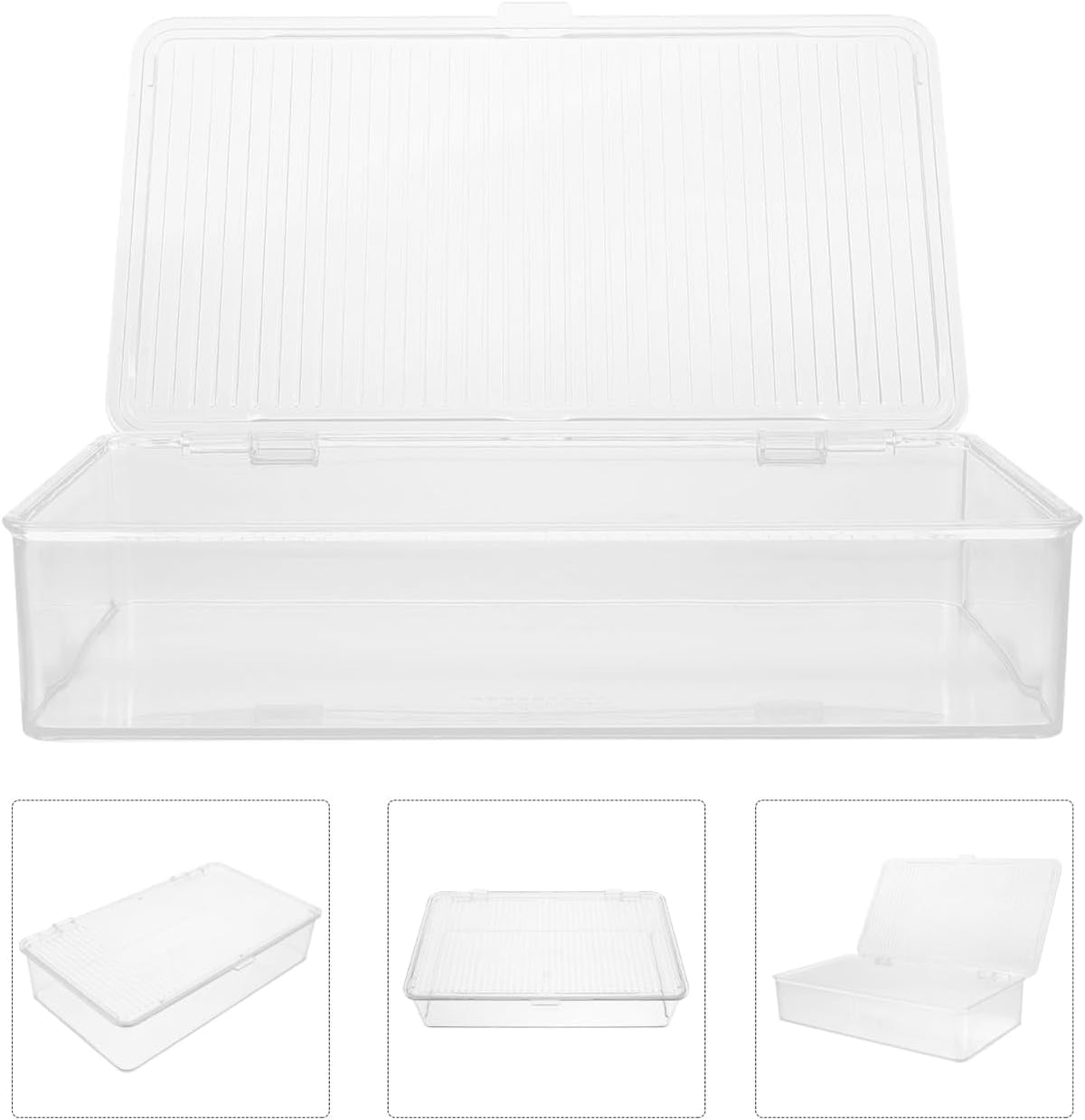Transparent Utensil Holder with Lid Dust-Proof Knife and Fork Box Kitchen Flatware Organizer Drawer Storage 10.62X6.49X2.36 Inch