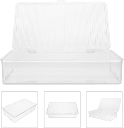 Transparent Utensil Holder with Lid Dust-Proof Knife and Fork Box Kitchen Flatware Organizer Drawer Storage 10.62X6.49X2.36 Inch