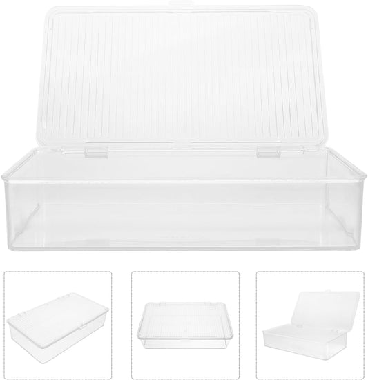 Transparent Utensil Holder with Lid Dust-Proof Knife and Fork Box Kitchen Flatware Organizer Drawer Storage 10.62X6.49X2.36 Inch