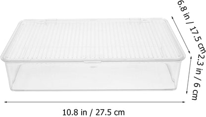 Transparent Utensil Holder with Lid Dust-Proof Knife and Fork Box Kitchen Flatware Organizer Drawer Storage 10.62X6.49X2.36 Inch