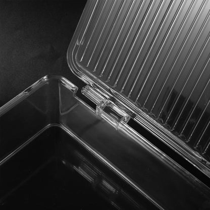 Transparent Utensil Holder with Lid Dust-Proof Knife and Fork Box Kitchen Flatware Organizer Drawer Storage 10.62X6.49X2.36 Inch