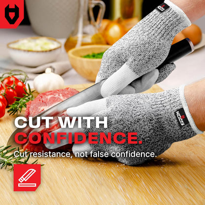 Premium Cut Resistant Gloves Food Grade — 100% Food Safe — Level 5 Meat Cutting Glove for Chefs & Butchers — Perfect Mandoline Glove or Oyster Shucking Gloves with Superior Comfort & Dexterity