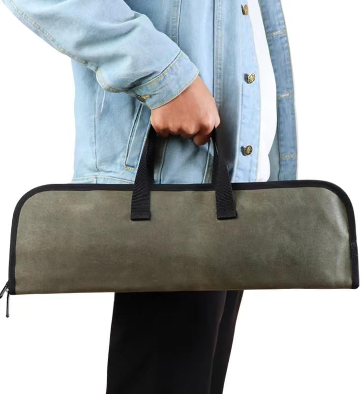 Knife Roll,Knife Bag,Knife Case,Waxed Canvas Chef Knife Bag,Portable Knife Roll Bag With 4 Slots Plus 1 Zipper Pockets Can Hold Home Kitchen Knife Tools,Heavy Duty Knife Bags For Chefs