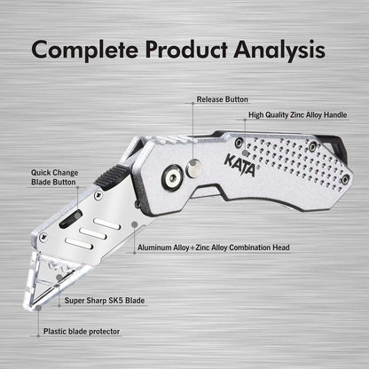 3 Pack Folding Utility Knife Set, Heavy Duty Box Cutters with Blades
