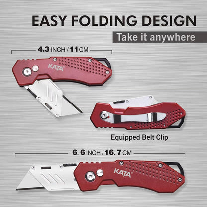 3 Pack Folding Utility Knife Set, Heavy Duty Box Cutters with Blades