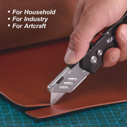 3 Pack Folding Utility Knife Set, Heavy Duty Box Cutters with Blades