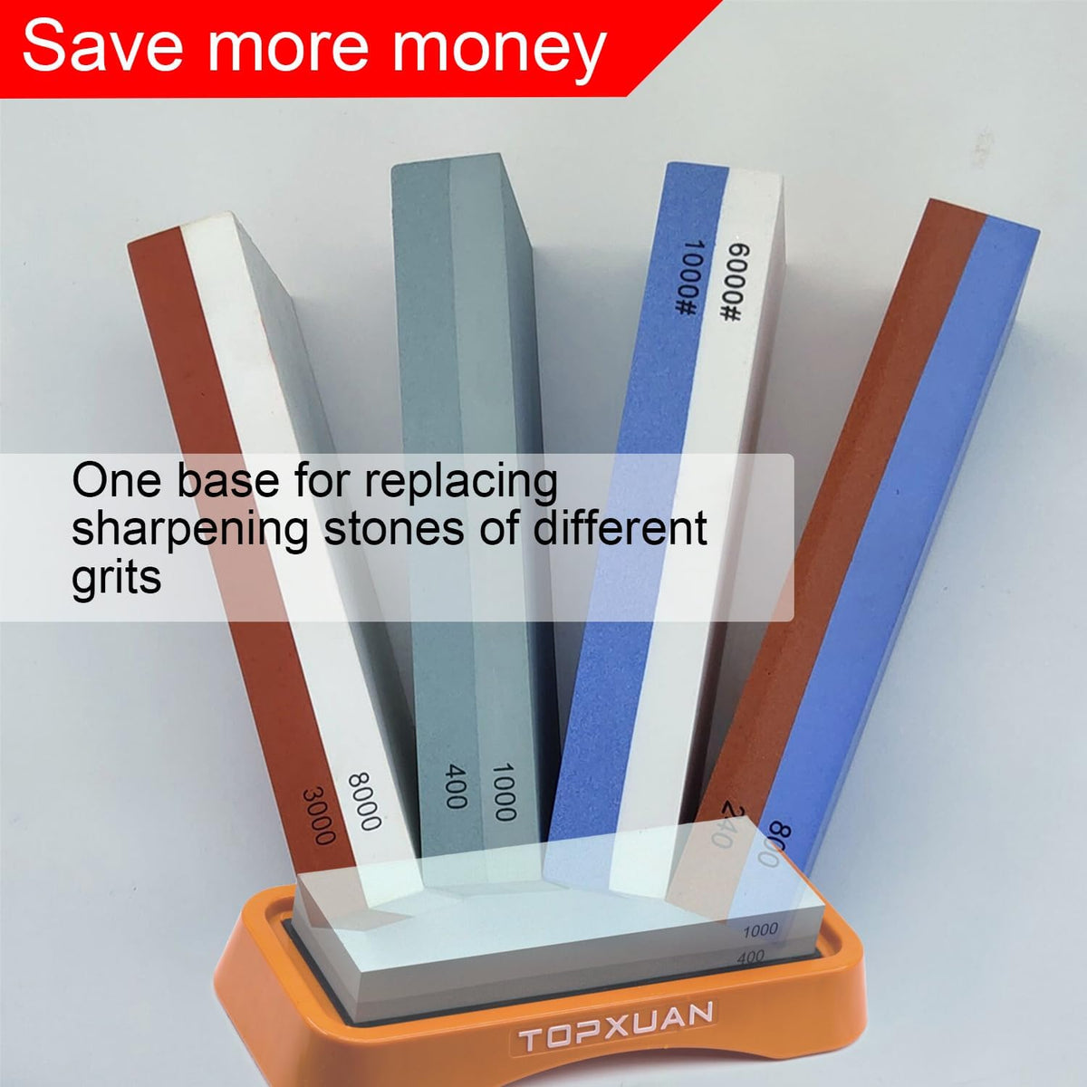 Knife Sharpening Stone Sided 400/1000 Grit sharpener Waterstone,Professional Kitchen Whetstone with Orange Plastic Base, Non-slip Rubber and Angle Guide
