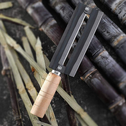 Sugarcane Peeling Kinfe,High Carbon Steel Sugar Cane Peeling Cutter with Non Slip Wooden Handle Pineapple Peeler Artifact Planing Knife Fruit Peeling Tool