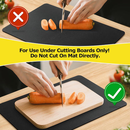 Upgraded 10” x 15” Non-Adhesive Non-Slip Cutting Board Mat, Multi-Purpose Non-Slip Pad for Chefs & Home Cooks, Safety Grip Mat Under Kitchen Cutting Boards, Drawer Liners (Black, 1 Pack)