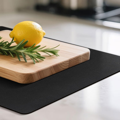 Upgraded 10” x 15” Non-Adhesive Non-Slip Cutting Board Mat, Multi-Purpose Non-Slip Pad for Chefs & Home Cooks, Safety Grip Mat Under Kitchen Cutting Boards, Drawer Liners (Black, 1 Pack)