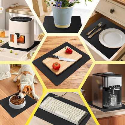 Upgraded 10” x 15” Non-Adhesive Non-Slip Cutting Board Mat, Multi-Purpose Non-Slip Pad for Chefs & Home Cooks, Safety Grip Mat Under Kitchen Cutting Boards, Drawer Liners (Black, 1 Pack)