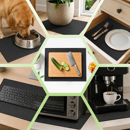 Upgraded 10” x 15” Non-Adhesive Non-Slip Cutting Board Mat, Multi-Purpose Non-Slip Pad for Chefs & Home Cooks, Safety Grip Mat Under Kitchen Cutting Boards, Drawer Liners (Black, 1 Pack)