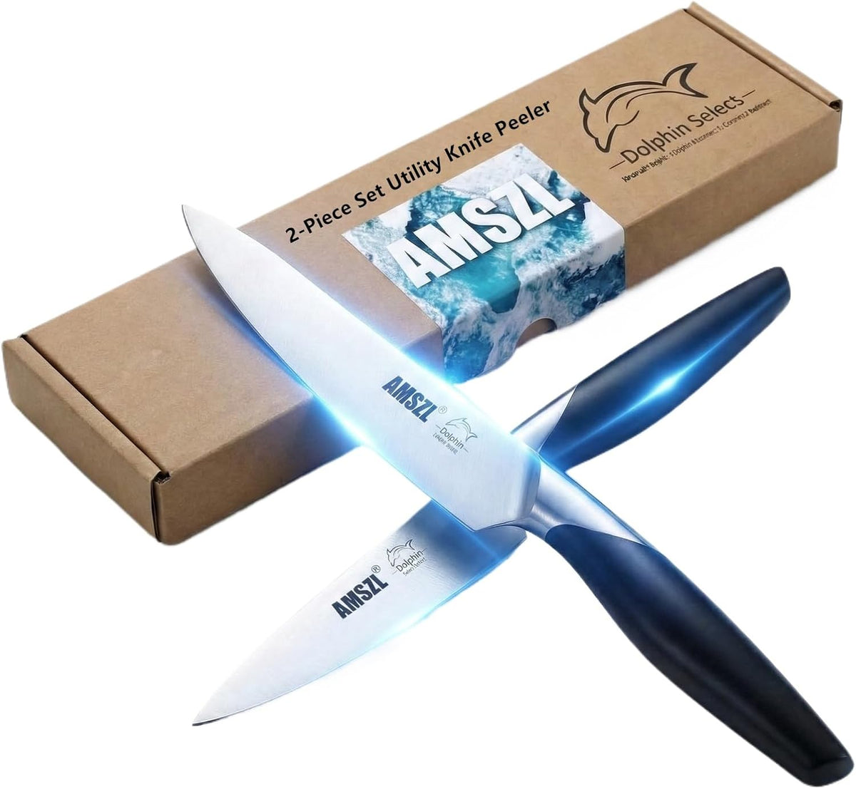 2-Piece Paring Knife Set German 1.4116 Steel 3.5 & 5 Inch | German 1.4116 high-carbon steel 15° hand-honed edge full tang ergonomic ABS handle for fruit vegetable peeling slicing