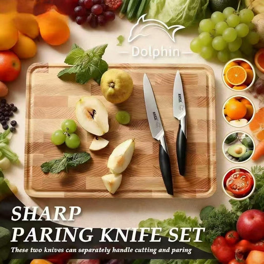 2-Piece Paring Knife Set German 1.4116 Steel 3.5 & 5 Inch | German 1.4116 high-carbon steel 15° hand-honed edge full tang ergonomic ABS handle for fruit vegetable peeling slicing