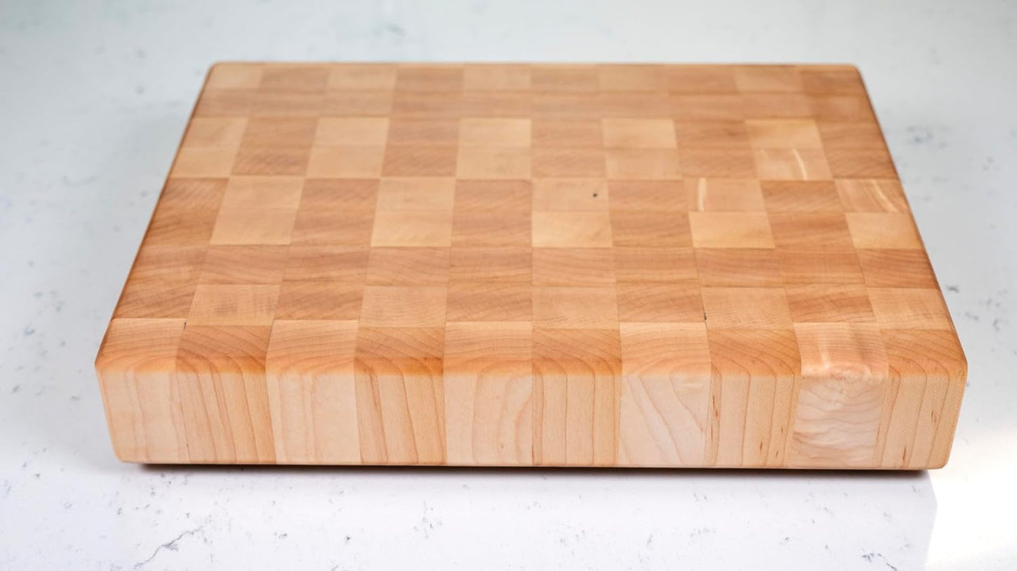 Maple End Grain Cutting Board, Handmade in USA, Premium Butcher Block, Small 12x9” (Gift-Ready, Sustainable)