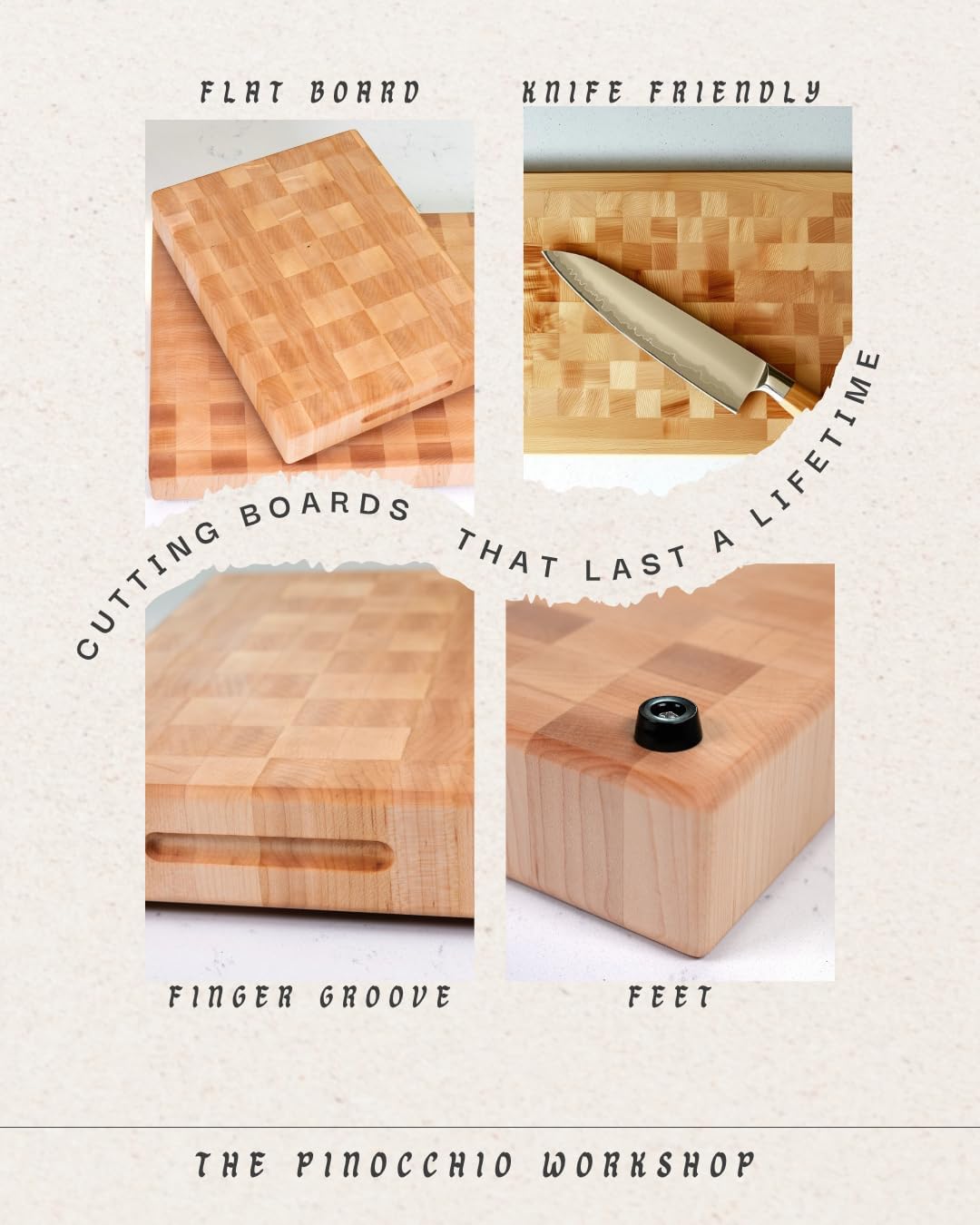 Maple End Grain Cutting Board, Handmade in USA, Premium Butcher Block, Small 12x9” (Gift-Ready, Sustainable)