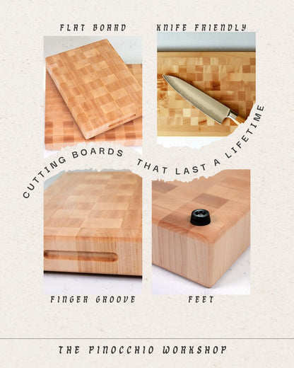 Maple End Grain Cutting Board, Handmade in USA, Premium Butcher Block, Small 12x9” (Gift-Ready, Sustainable)