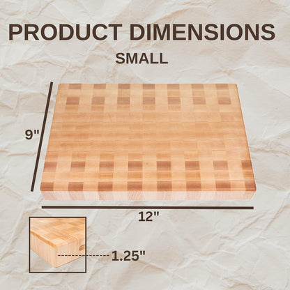Maple End Grain Cutting Board, Handmade in USA, Premium Butcher Block, Small 12x9” (Gift-Ready, Sustainable)