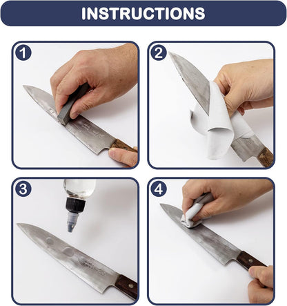 Knife Oil Rust Eraser Kit, Extra Large Rust Remover for Knives, Sword Maintenance Oil (3.4 oz) for Carbon Steel Blade, Cleaning, Protection And Lubricant Care Set