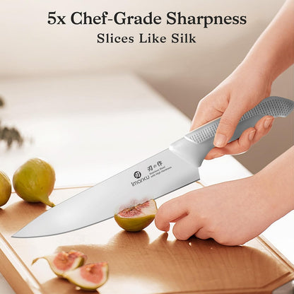 14 Pcs Japanese Stainless Steel Knives Set for Kitchen Grayish White