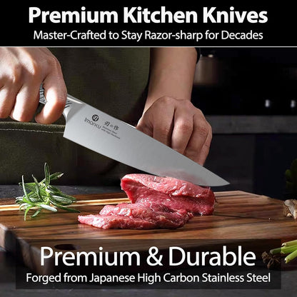 14 Pcs Japanese Stainless Steel Knives Set for Kitchen Grayish White