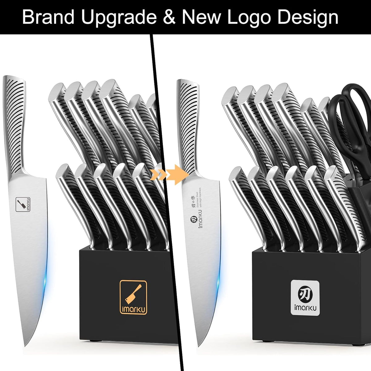14 Pcs Japanese Stainless Steel Knives Set for Kitchen Grayish White