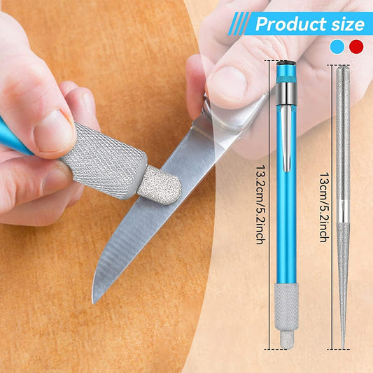 2 PCS Portable Knife Steel Sharpener Rod, Serrated Diamond Retractable Knife Sharpener Steel Sharpening Rod,Multi-use Camping/Kitchen