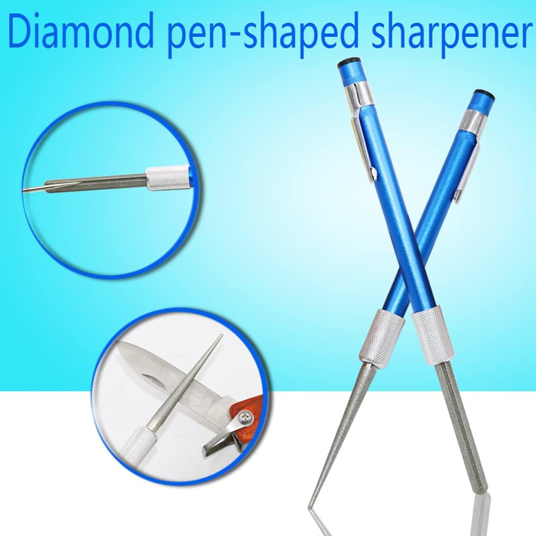 2 PCS Portable Knife Steel Sharpener Rod, Serrated Diamond Retractable Knife Sharpener Steel Sharpening Rod,Multi-use Camping/Kitchen