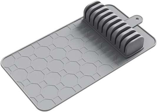 Silicone Knife Drawer Organizer, 2026 Upgraded Knife Organizer Drawer Insert for Kitchen, Non-Slip In Drawer Knife Holder for 8-10 Slots, Dishwasher Safe (Grey)
