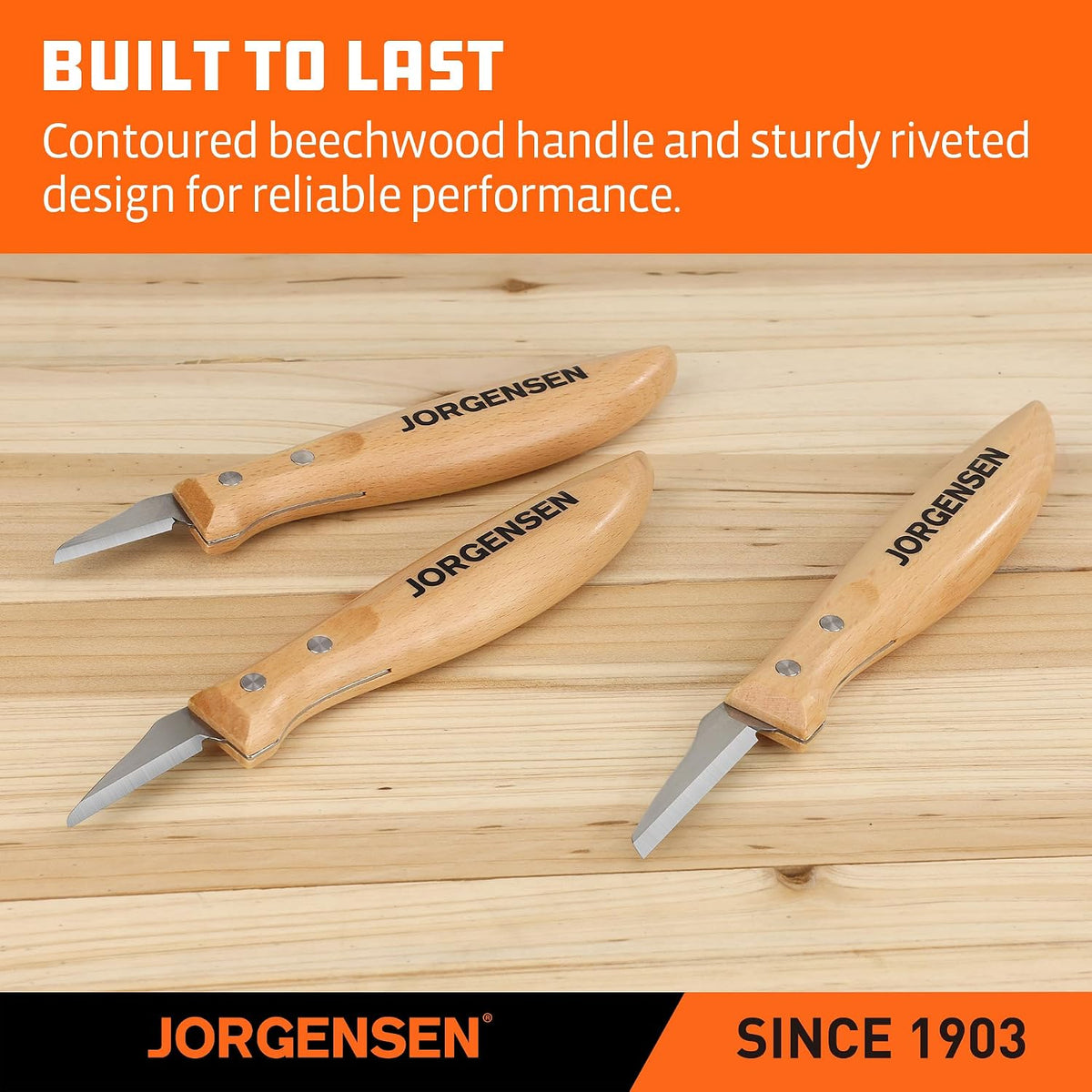 Jorgensen 3-Piece Wood Carving Tool Set with Stainless Steel Knives