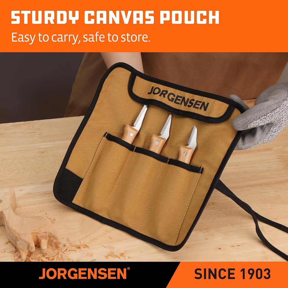 Jorgensen 3-Piece Wood Carving Tool Set with Stainless Steel Knives