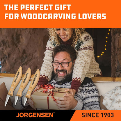 Jorgensen 3-Piece Wood Carving Tool Set with Stainless Steel Knives