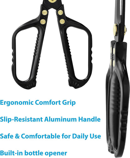 Kitchen Scissors - Heavy Duty Kitchen Shears with Stainless Steel Titanium-Coated Blades for Food, Poultry, Meat & Herbs - Sharp All Purpose Cooking Scissors Dishwasher Safe