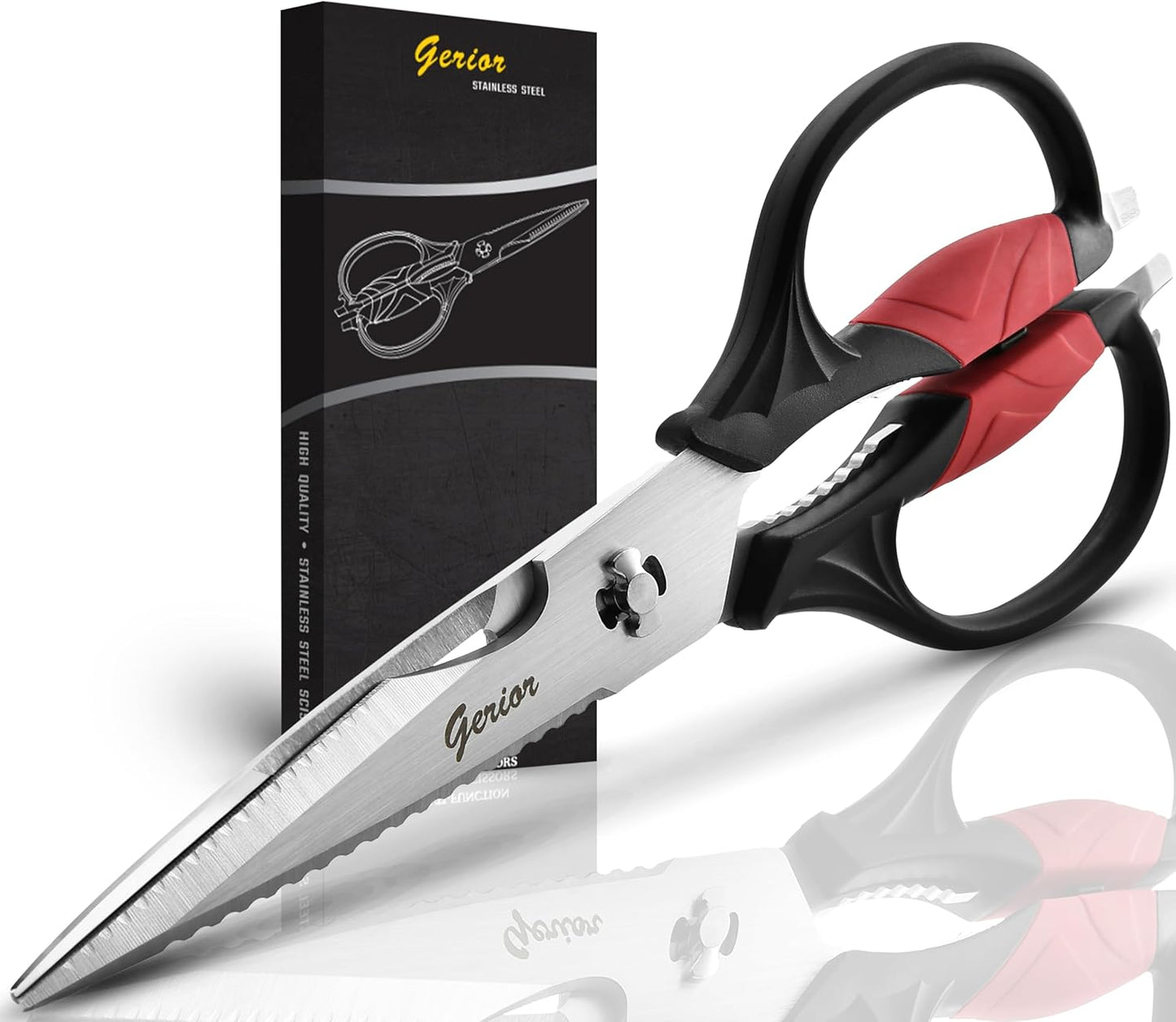 Kitchen Scissors - Heavy Duty Kitchen Shears with Stainless Steel Titanium-Coated Blades for Food, Poultry, Meat & Herbs - Sharp All Purpose Cooking Scissors Dishwasher Safe