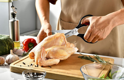 Kitchen Scissors - Heavy Duty Kitchen Shears with Stainless Steel Titanium-Coated Blades for Food, Poultry, Meat & Herbs - Sharp All Purpose Cooking Scissors Dishwasher Safe