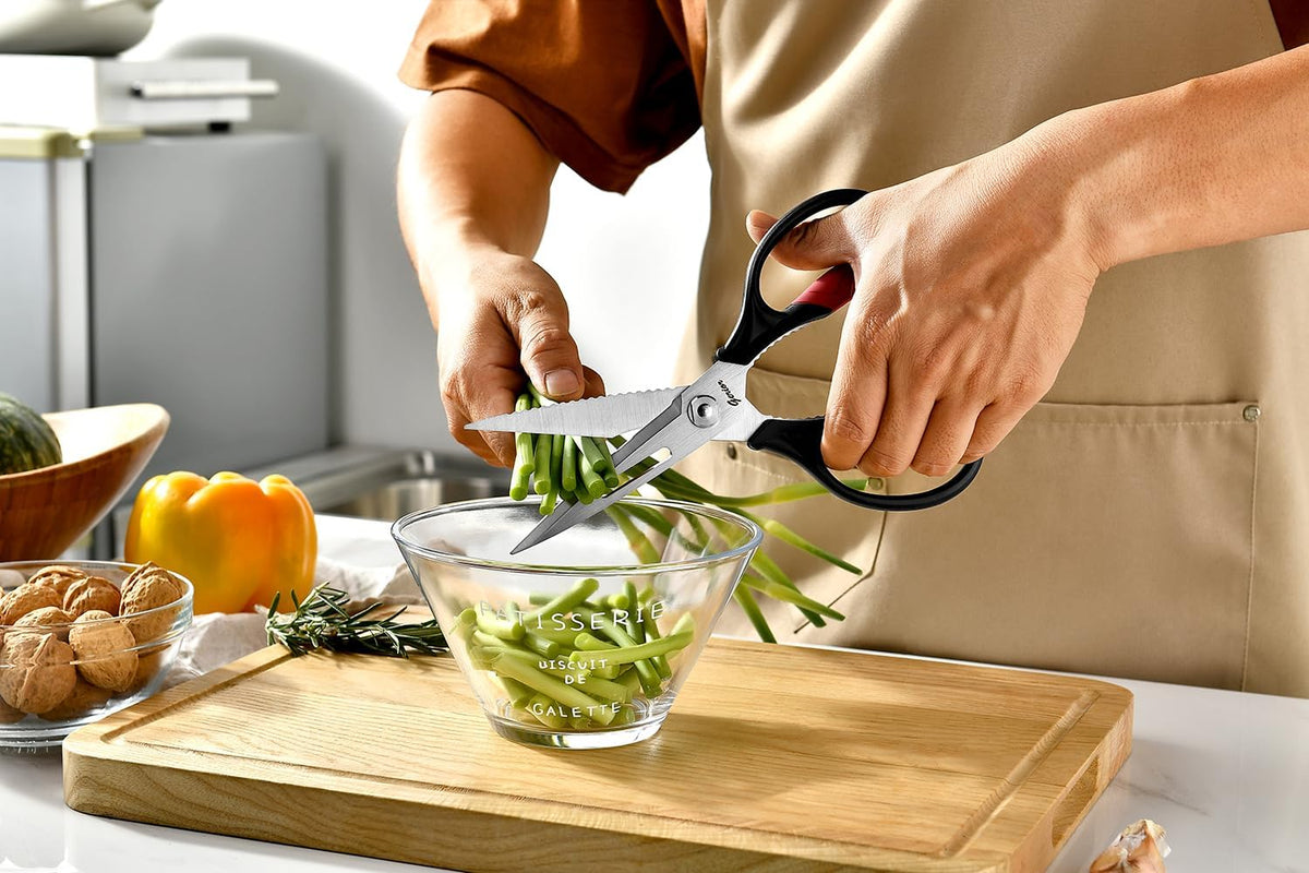 Kitchen Scissors - Heavy Duty Kitchen Shears with Stainless Steel Titanium-Coated Blades for Food, Poultry, Meat & Herbs - Sharp All Purpose Cooking Scissors Dishwasher Safe