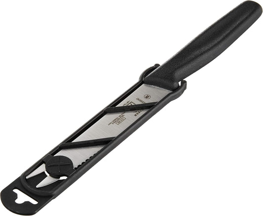 Tomato Bar Knife, Black, 4-1/4" Wavy Edge, 2-Tine Tip