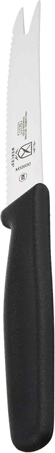 Tomato Bar Knife, Black, 4-1/4" Wavy Edge, 2-Tine Tip