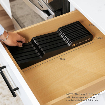 In-Drawer Knife Block Holder, 11 Slots, Black | Fits most knife sizes, rubber feet, food-safe finish