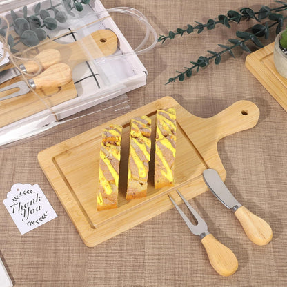 6 Sets Baby Shower Prizes for Game Winners 49 Pcs Square Acacia Wood Cheese Board Gift with Knives Spoons Gift Bags Kitchen Towels Bridal Shower Party Favors for Guests