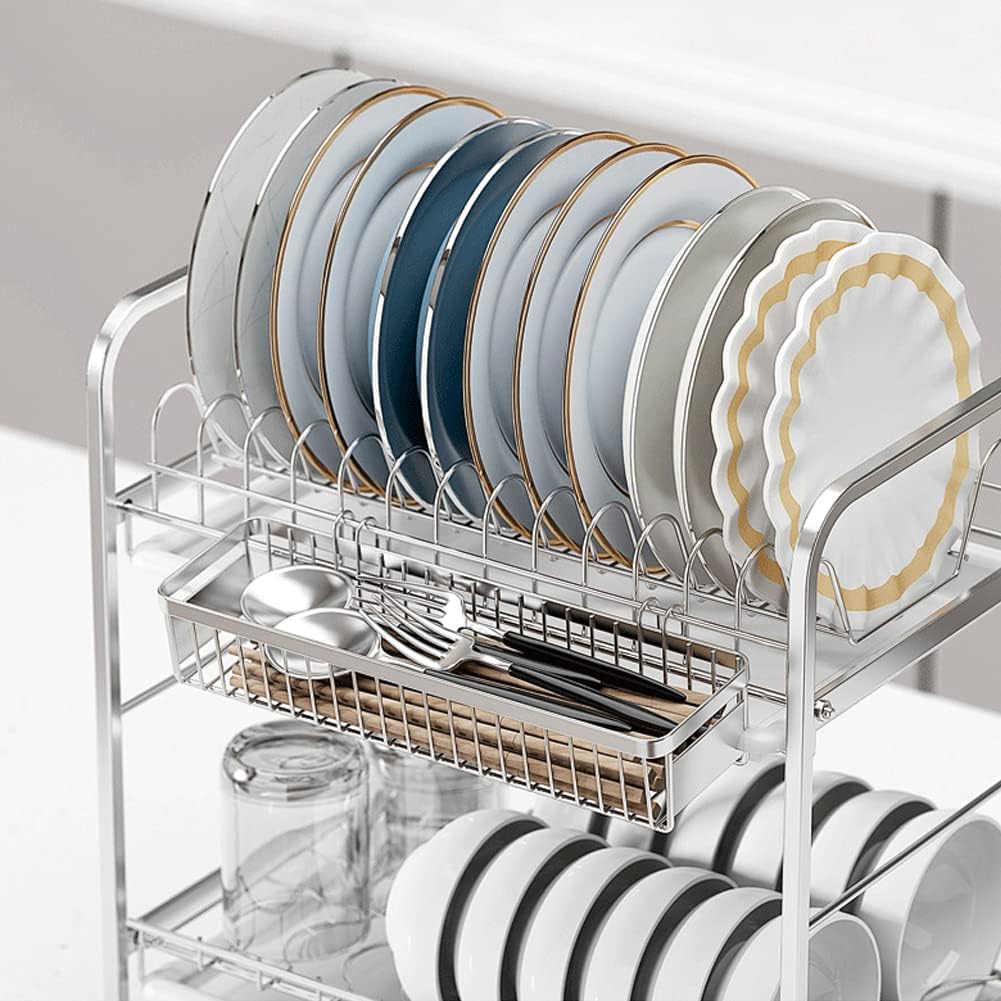Drawer Silverware Organizer, Utensil Mesh Organizer for Chopsticks/Spoon/Fork/Knife, SUS304 Stainless Steel Drawer Utensil Drying Rack